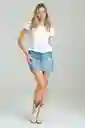 Falda Corta Cierres Color Azul Medio Talla 8 Ragged