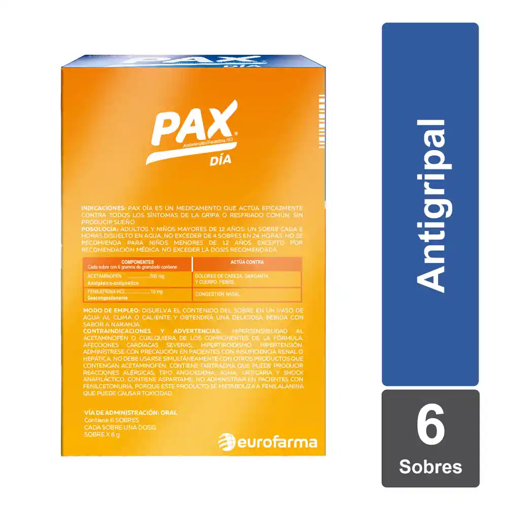 Pax Día Sabor Naranja Caja 6 Sobres