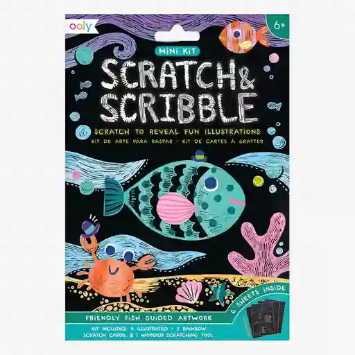 Ooly Kit de Arte Mini Scratch Peces