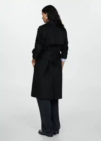 Saco Trench Polana Negro Talla XL Mujer Mango