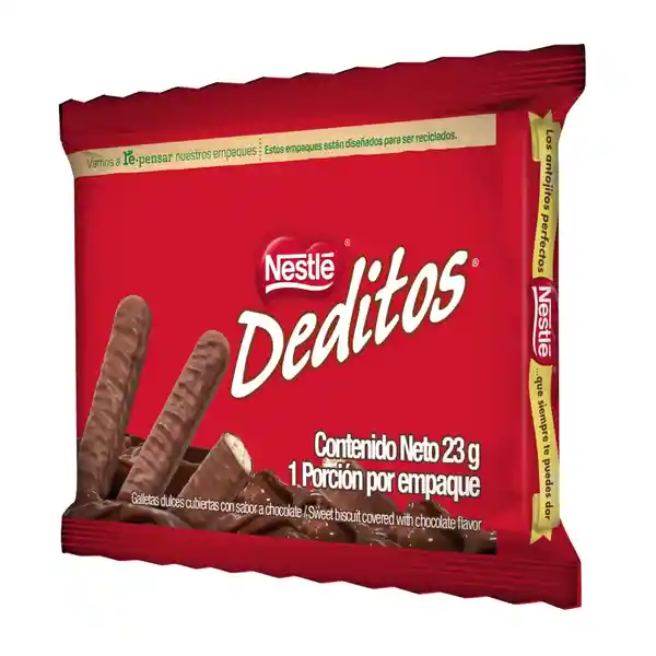 Galletas dulces DEDITOS cubiertas con sabor a chocolate x 23g