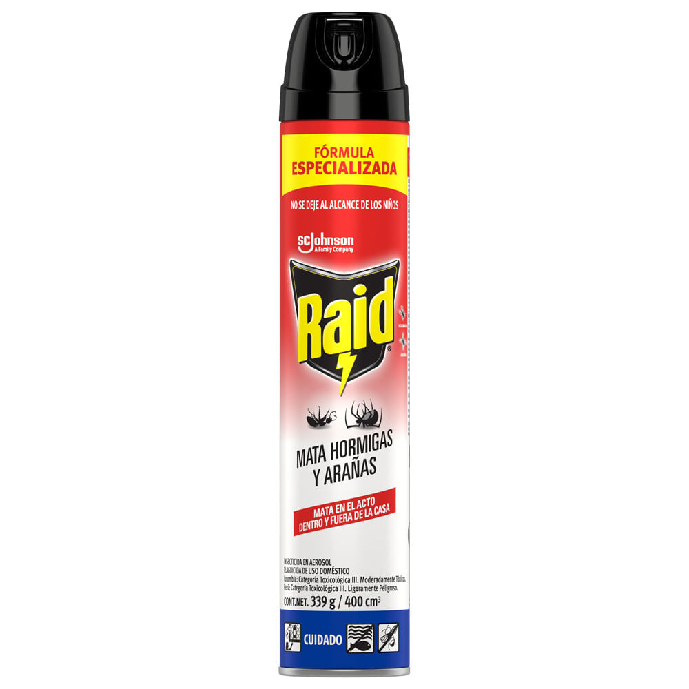 Raid Insecticida en Aerosol Mata Hormigas & Arañas 400 ml