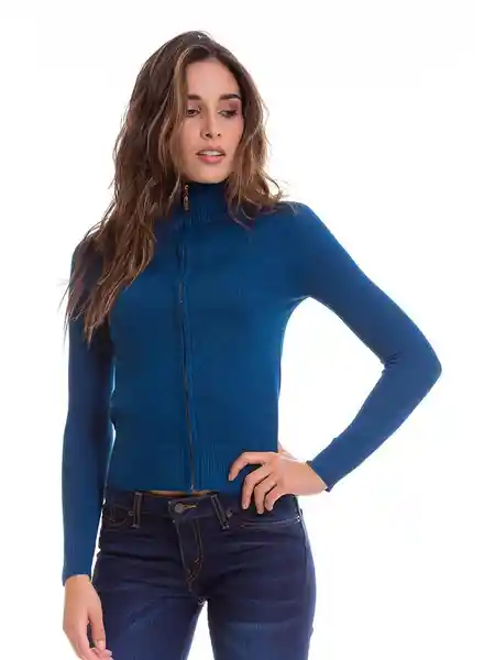 Saco Tejido Abierto Con Cierre Mujer Azul P6 Talla M Arkitect