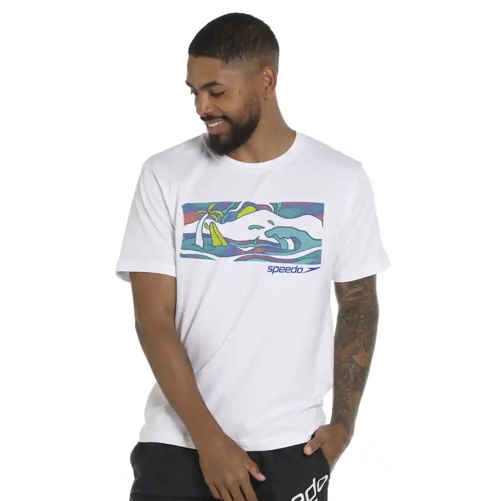Camiseta Manga Corta Watter Ripple Tie Hombre Blanco-l