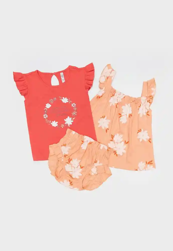 Conjunto 3 Piezas 0/3 Meses-rosado