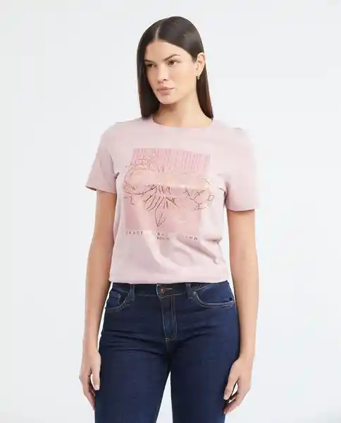 Camiseta Foil Graphic Tee Rosa Malva Medio Talla Xs Mujer Chevignon