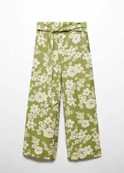 Pantalón Plumas Verde Talla M Mujer Mango