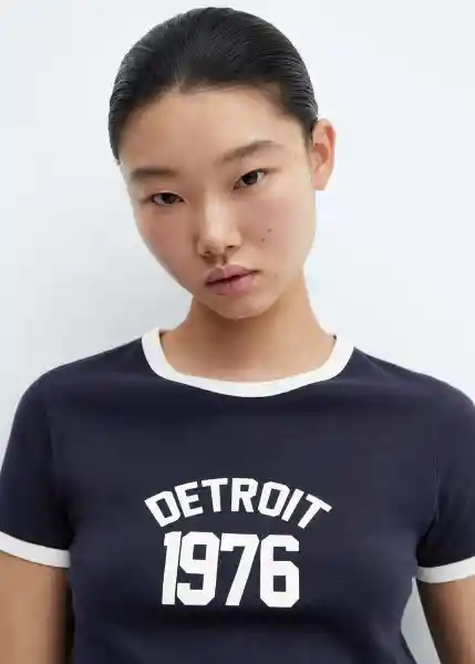 Camiseta Detroit Navy Talla M Mujer Mango