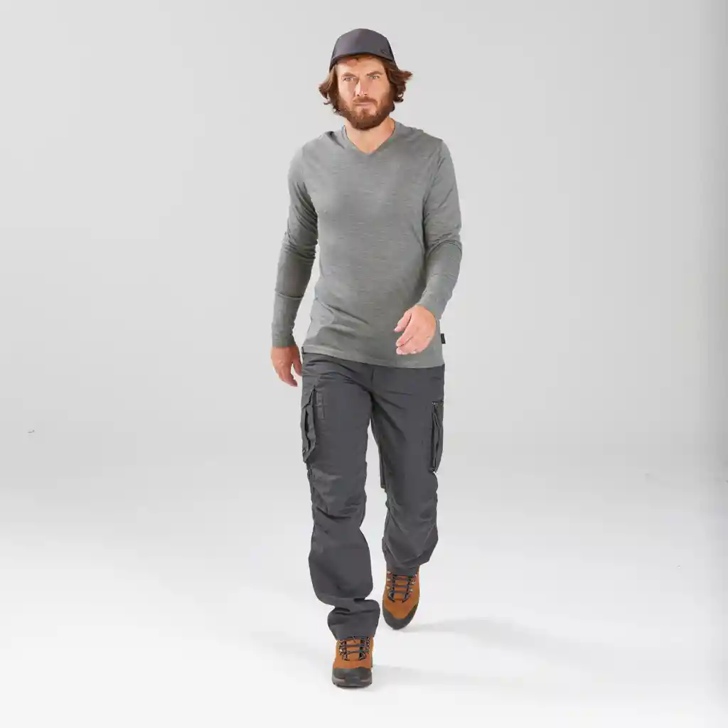 Pantalón Tipo Cargo Trekking Viaje Hombre Travel 500 Gris