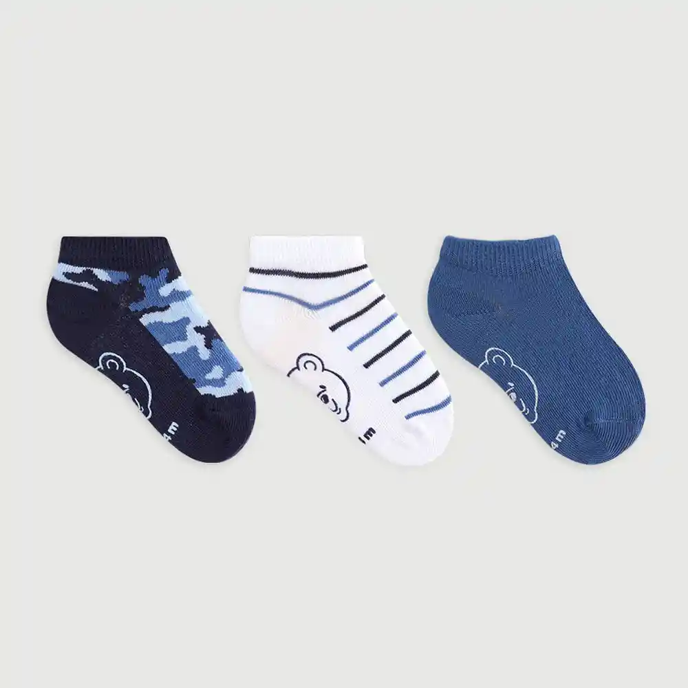 Media Tobillera Elaborada Con Algodón Blumy X3 Baby Fresh Talla 2t-4t