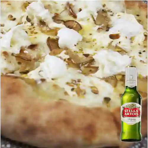 Pizza mini búfala blanca + stella artois