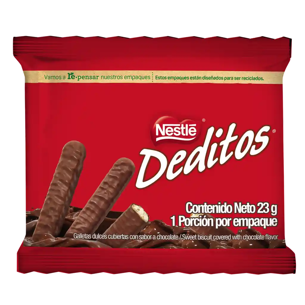 Galletas DEDITOS cubiertas con sabor a chocolate x 23g