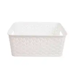 Canasto Simil Rattan Blanco 19.5x25x10.5 Cm