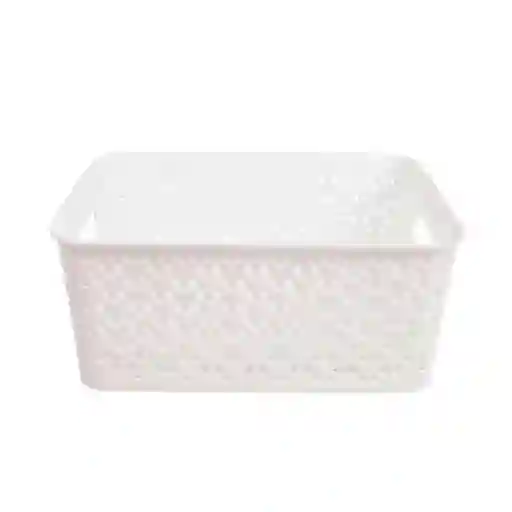 Canasto Simil Rattan Blanco 19.5x25x10.5 Cm