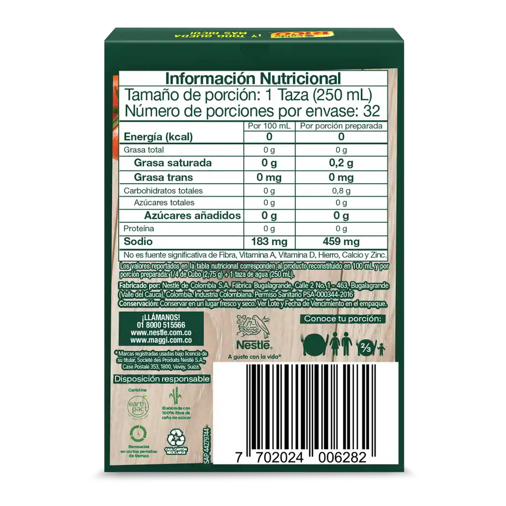 Caldo RICO deshidratado con verduras 8 cubos x 88g