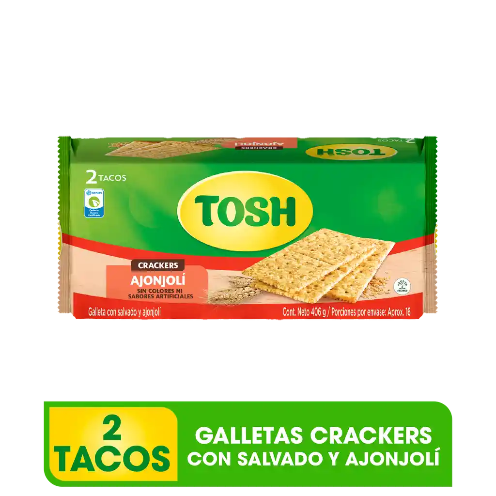Galleta  TOSH Ajonjolí Fit Taco x 2 x 406 gramos