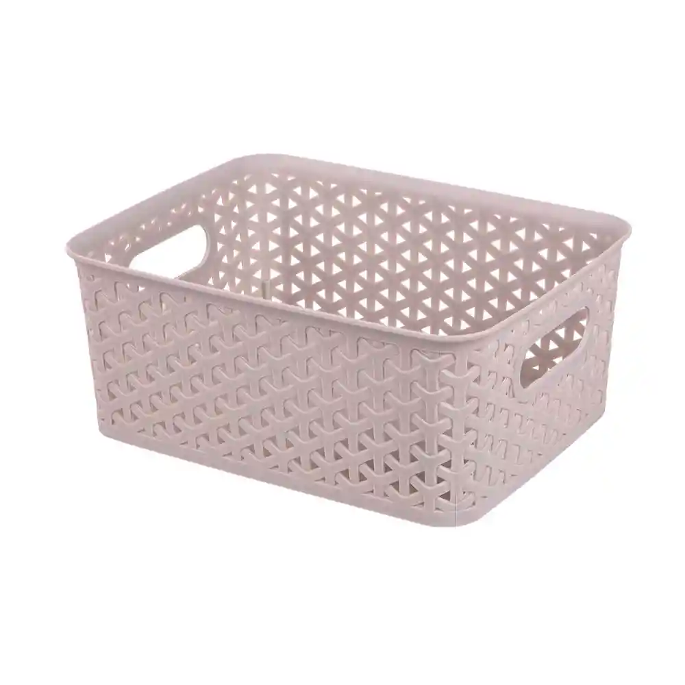 Canasto Simil Rattan Gris 19.5x25x10.5 Cm