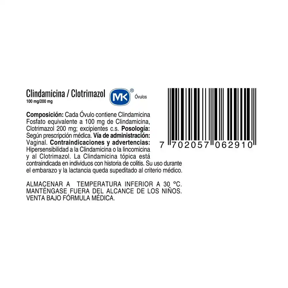 Mk Clindamicina / Clotrimazol (100 mg / 200 mg)