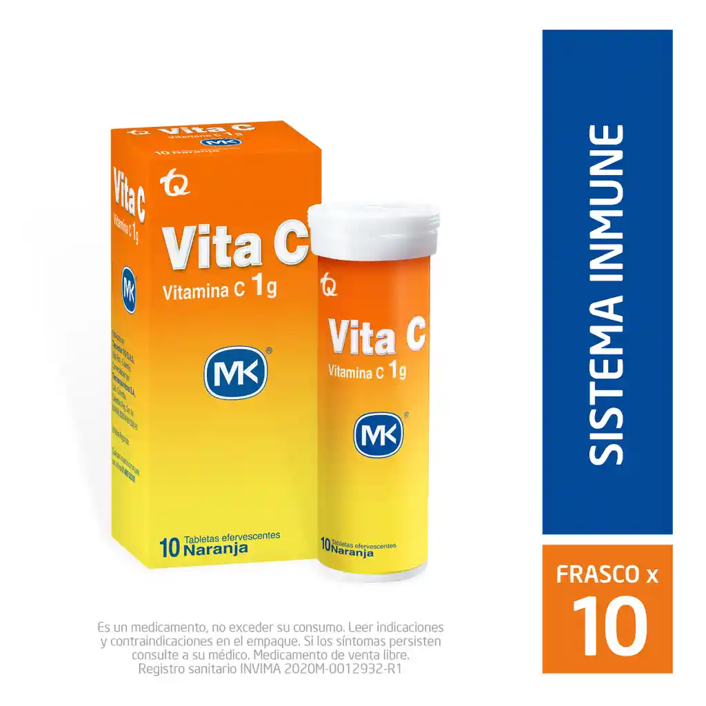 Vita C MK Efervescente 1gr. Vitamina C Naranja