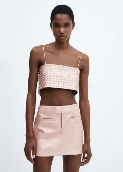 Falda Lotus Rosa Talla 38 Mujer Mango