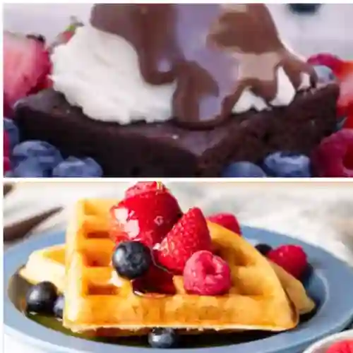 Un Cuarto de Waffle con Brownie