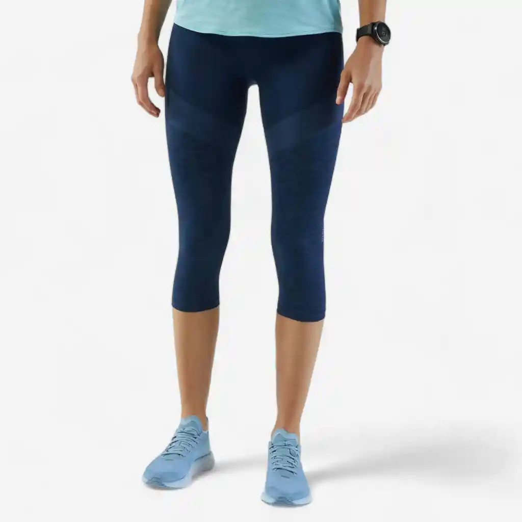 Licra 3/4 Runningmujer Kiprun Sin Costuras Azul Oscuro