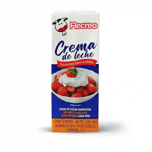 Crema Leche Semientera Larga Vida Recreo