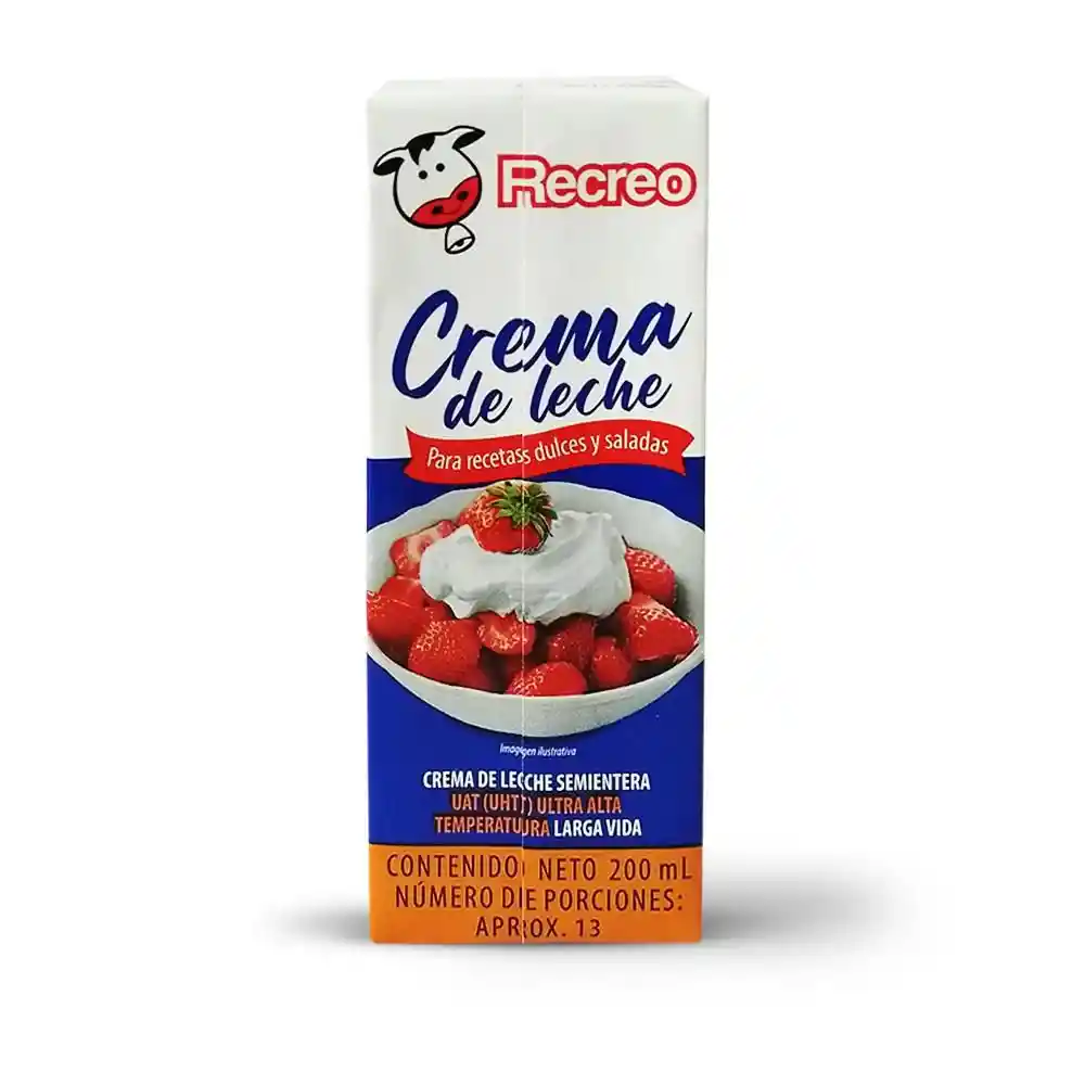 Crema Leche Semientera Larga Vida Recreo