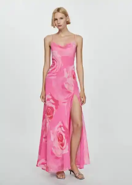 Vestido Rosa Rosa Talla M Mujer Mango