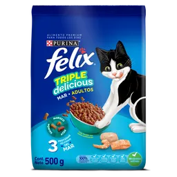 Comida para Gatos Purina Felix adulto Triple delicious mar x 500gr