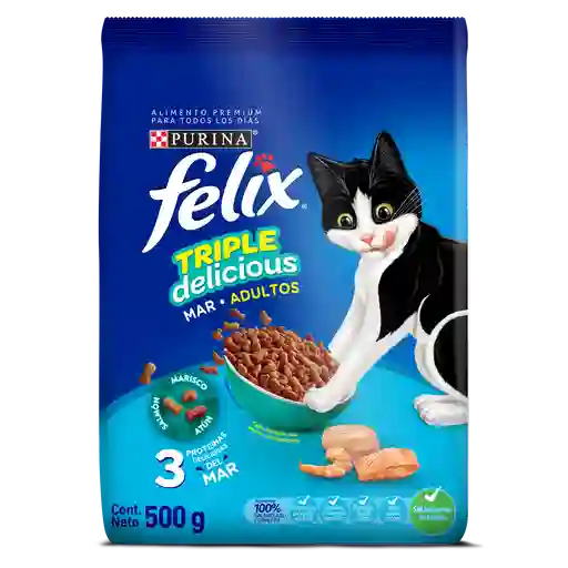 Comida para Gatos Purina Felix adulto Triple delicious mar x 500gr