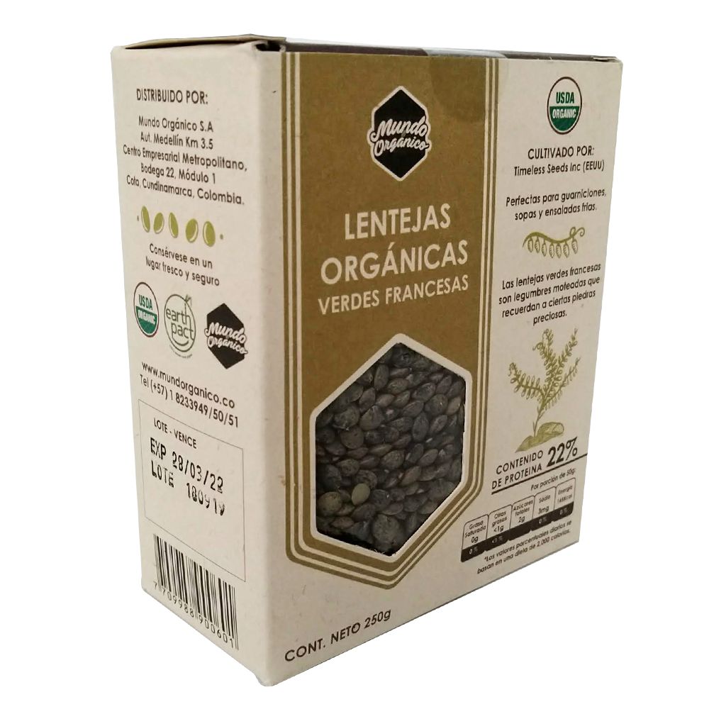Mundo Orgánico Lentejas Orgánicas Verdes Francesas 250 g