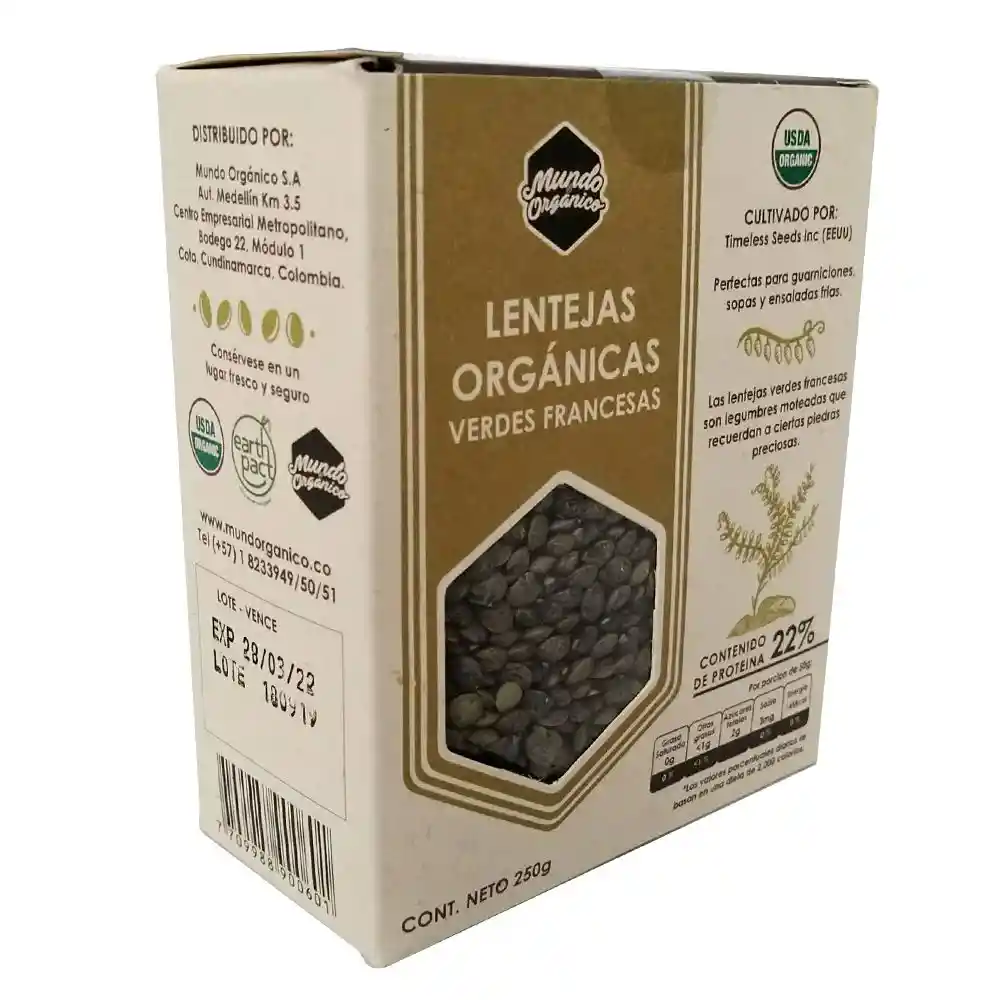 Mundo Orgánico Lentejas Orgánicas Verdes Francesas