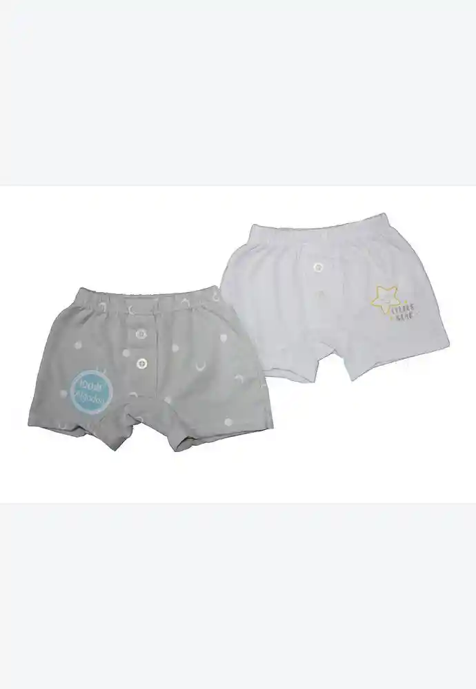 Boxer Set X2 100% Alg 3/6 Meses-gris