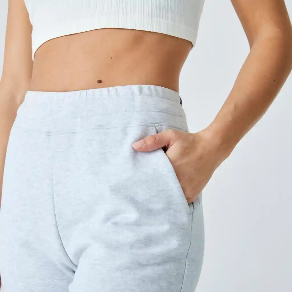 Pantalón Slim Jogger Fitness Mujer 500 Gris Clarito