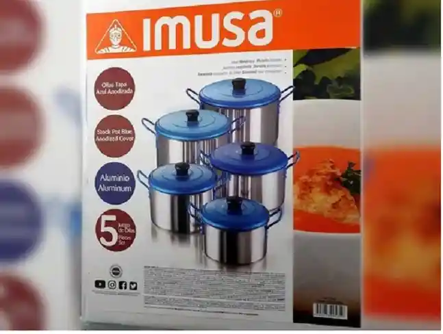 Imusa Juego de Ollas Tapa Azul 16/24