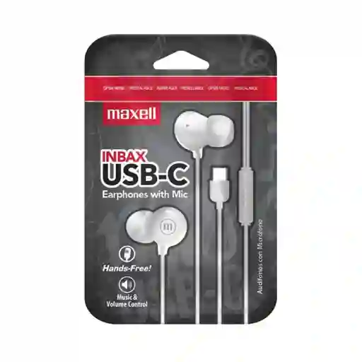 Maxell Audifono in Bax Tipo C Earbud Blanco 348595