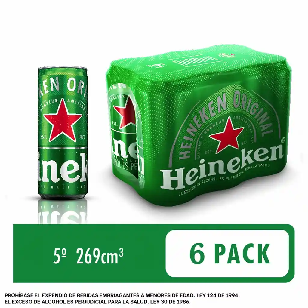Heineken Cerveza Lata Six Pack