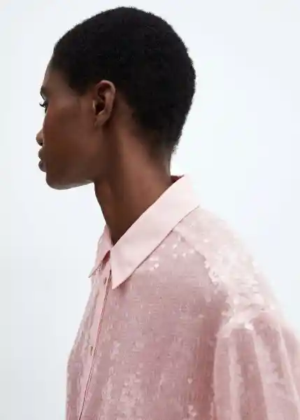 Camisa Tate Rosa Pastel Talla M Mujer Mango