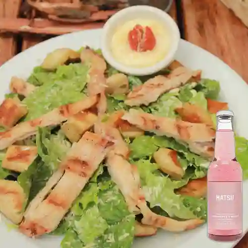 César c/ Pollo +Refresco Hatsu Frambuesa&Rosas 300ml