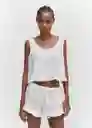 Top Pijama Brisa Off White Talla M Mujer Mango