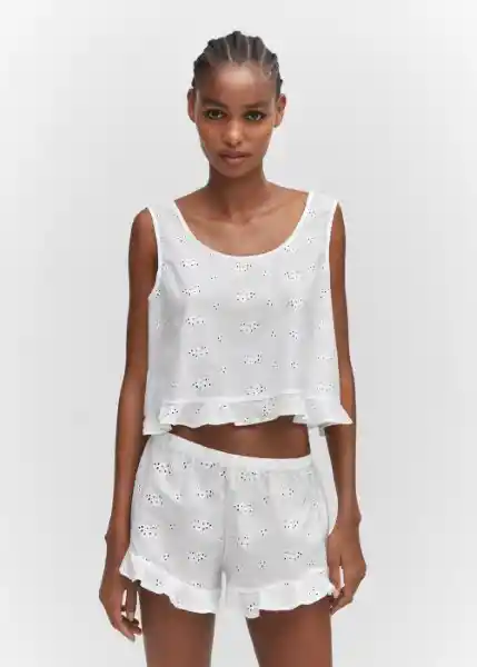 Top Pijama Brisa Off White Talla M Mujer Mango