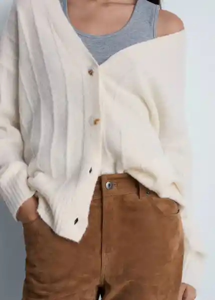 Buzo Cárdigan Taldote Crudo Talla XL Mujer Mango