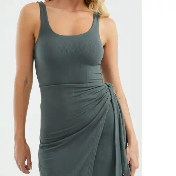 Vestido Midi Wrap Verde Andes Ultraoscuro Talla L Chevignon