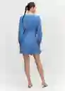 Vestido Fresa Azul Talla M Mujer Mango