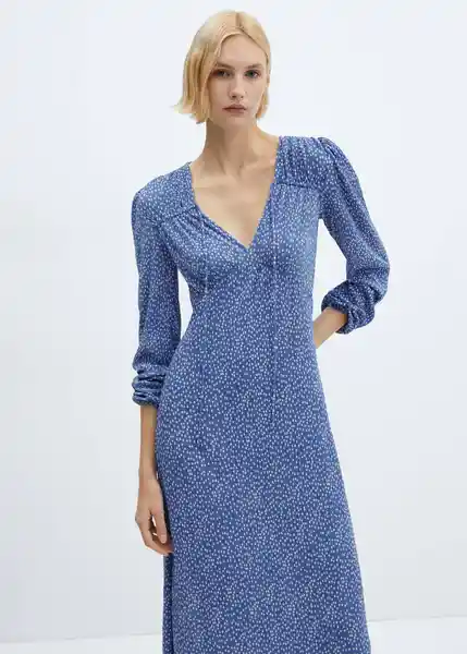 Vestido Pomelo Azul Talla 28 Mujer Mango