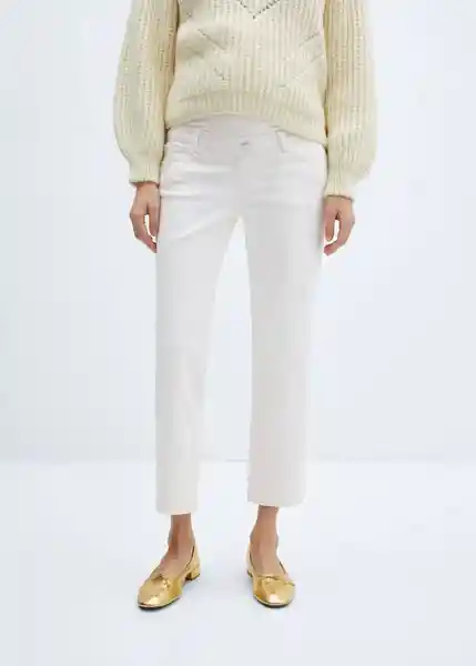 Pantalón Jean Straimum Blanco Talla 38 Mujer Mango