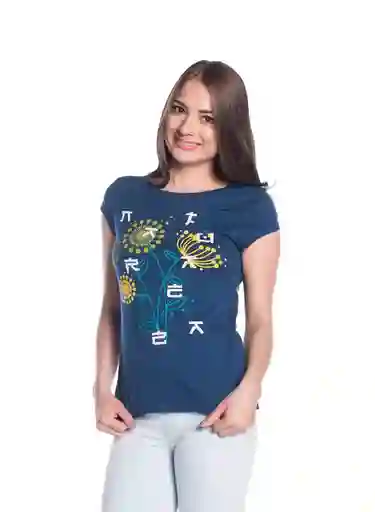 Camiseta Manga Corta Mujer Azul Oscuro 1 Talla L