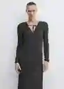 Vestido Pomelo Negro Talla 27 Mujer Mango