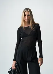 Camiseta Mujer Negro Puro S 403G030 Naf Naf